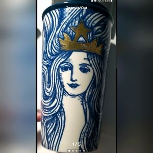 Starbucks 2016 Anniversary Limited 12oz Long Hair Goddess Double Ceramic Mug
